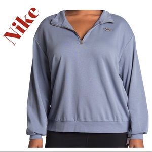 New NIKE Blue Sportswear Femme 1/4-Zip 2x Sweater $65